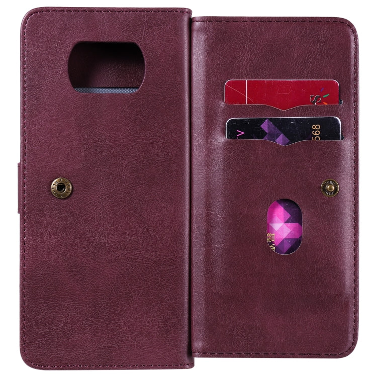 For Xiaomi Poco X3 NFC Multifunctional Magnetic Copper Buckle Horizontal Flip Leather Case with Bracket & 10 Card Slots & Wallet & Photo Frame