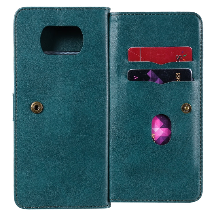 For Xiaomi Poco X3 NFC Multifunctional Magnetic Copper Buckle Horizontal Flip Leather Case with Bracket & 10 Card Slots & Wallet & Photo Frame