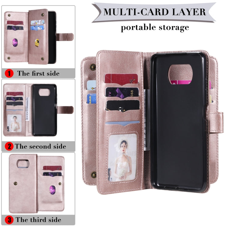 For Xiaomi Poco X3 NFC Multifunctional Magnetic Copper Buckle Horizontal Flip Leather Case with Bracket & 10 Card Slots & Wallet & Photo Frame