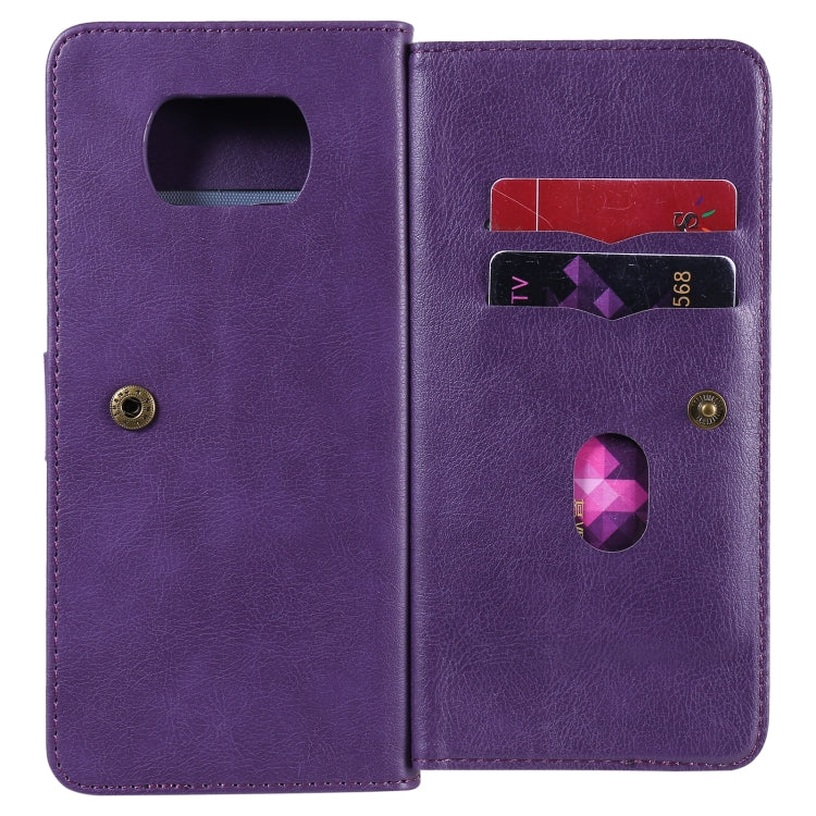 For Xiaomi Poco X3 NFC Multifunctional Magnetic Copper Buckle Horizontal Flip Leather Case with Bracket & 10 Card Slots & Wallet & Photo Frame