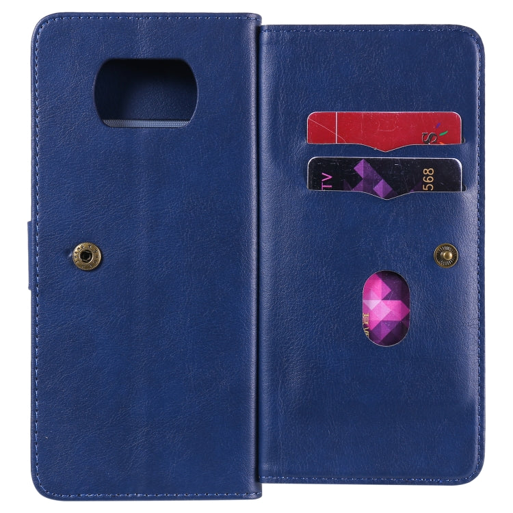 For Xiaomi Poco X3 NFC Multifunctional Magnetic Copper Buckle Horizontal Flip Leather Case with Bracket & 10 Card Slots & Wallet & Photo Frame