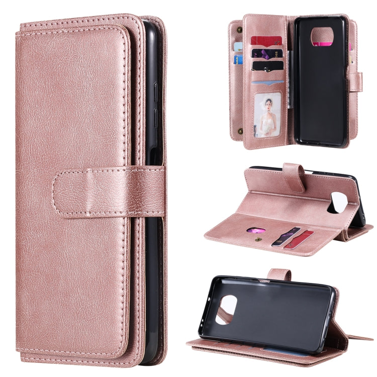 For Xiaomi Poco X3 NFC Multifunctional Magnetic Copper Buckle Horizontal Flip Leather Case with Bracket & 10 Card Slots & Wallet & Photo Frame