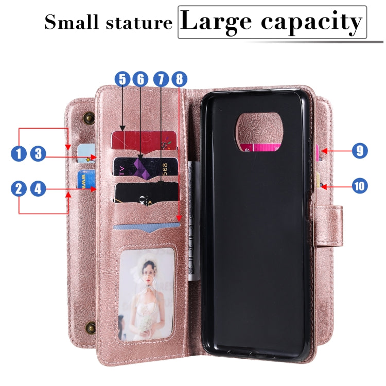 For Xiaomi Poco X3 NFC Multifunctional Magnetic Copper Buckle Horizontal Flip Leather Case with Bracket & 10 Card Slots & Wallet & Photo Frame