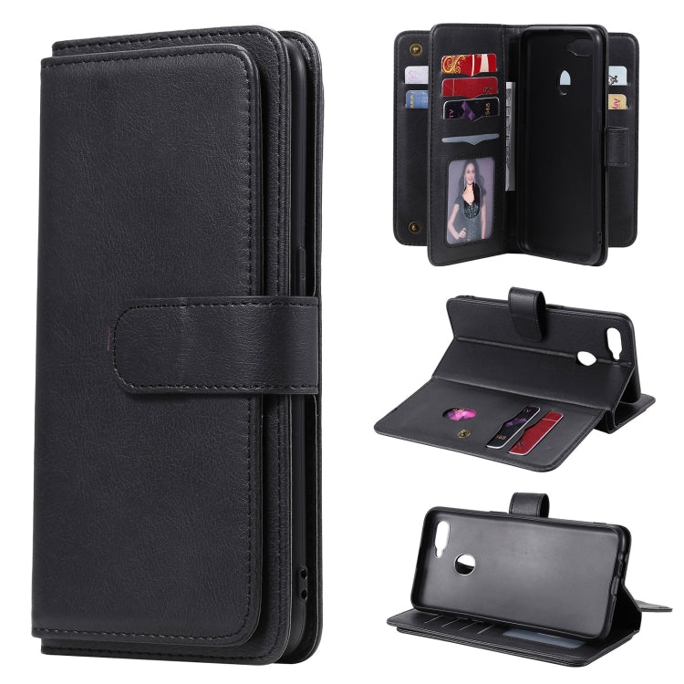 For OPPO A7 / A5s (AX5s) Multifunctional Magnetic Copper Buckle Horizontal Flip Solid Color Leather Case with 10 Card Slots & Wallet & Holder & Photo Frame