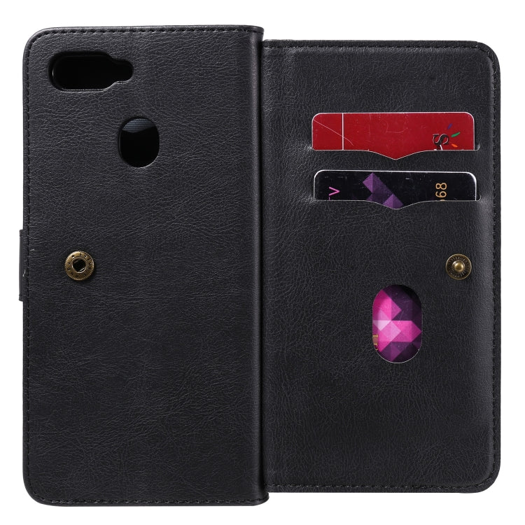For OPPO A7 / A5s (AX5s) Multifunctional Magnetic Copper Buckle Horizontal Flip Solid Color Leather Case with 10 Card Slots & Wallet & Holder & Photo Frame