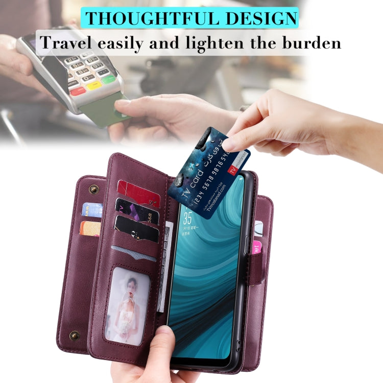 For OPPO A7 / A5s (AX5s) Multifunctional Magnetic Copper Buckle Horizontal Flip Solid Color Leather Case with 10 Card Slots & Wallet & Holder & Photo Frame