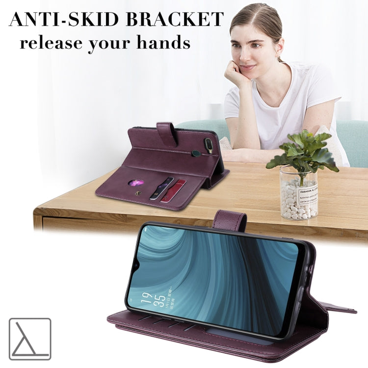 For OPPO A7 / A5s (AX5s) Multifunctional Magnetic Copper Buckle Horizontal Flip Solid Color Leather Case with 10 Card Slots & Wallet & Holder & Photo Frame