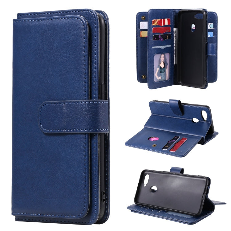 For OPPO A7 / A5s (AX5s) Multifunctional Magnetic Copper Buckle Horizontal Flip Solid Color Leather Case with 10 Card Slots & Wallet & Holder & Photo Frame