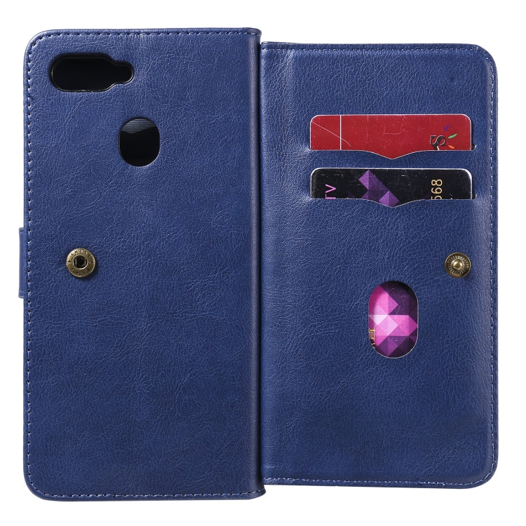 For OPPO A7 / A5s (AX5s) Multifunctional Magnetic Copper Buckle Horizontal Flip Solid Color Leather Case with 10 Card Slots & Wallet & Holder & Photo Frame