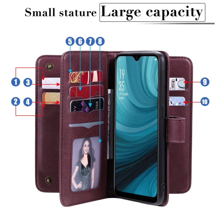 For OPPO A7 / A5s (AX5s) Multifunctional Magnetic Copper Buckle Horizontal Flip Solid Color Leather Case with 10 Card Slots & Wallet & Holder & Photo Frame