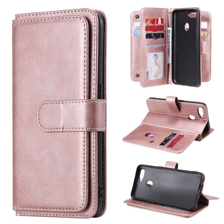For OPPO A7 / A5s (AX5s) Multifunctional Magnetic Copper Buckle Horizontal Flip Solid Color Leather Case with 10 Card Slots & Wallet & Holder & Photo Frame