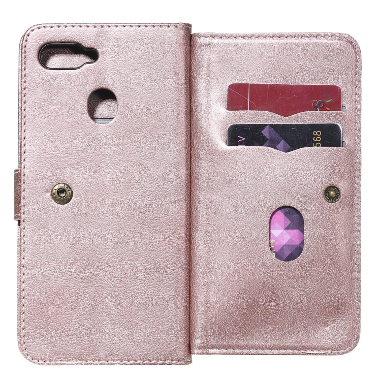 For OPPO A7 / A5s (AX5s) Multifunctional Magnetic Copper Buckle Horizontal Flip Solid Color Leather Case with 10 Card Slots & Wallet & Holder & Photo Frame