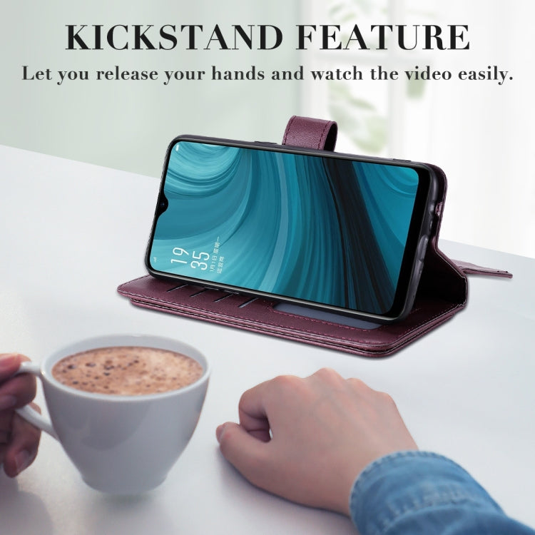 For OPPO A7 / A5s (AX5s) Multifunctional Magnetic Copper Buckle Horizontal Flip Solid Color Leather Case with 10 Card Slots & Wallet & Holder & Photo Frame