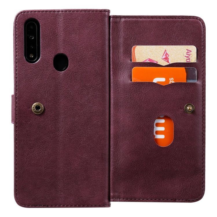 For OPPO A8 / A31 (2020) Multifunctional Magnetic Copper Buckle Horizontal Flip Solid Color Leather Case with 10 Card Slots & Wallet & Holder & Photo Frame