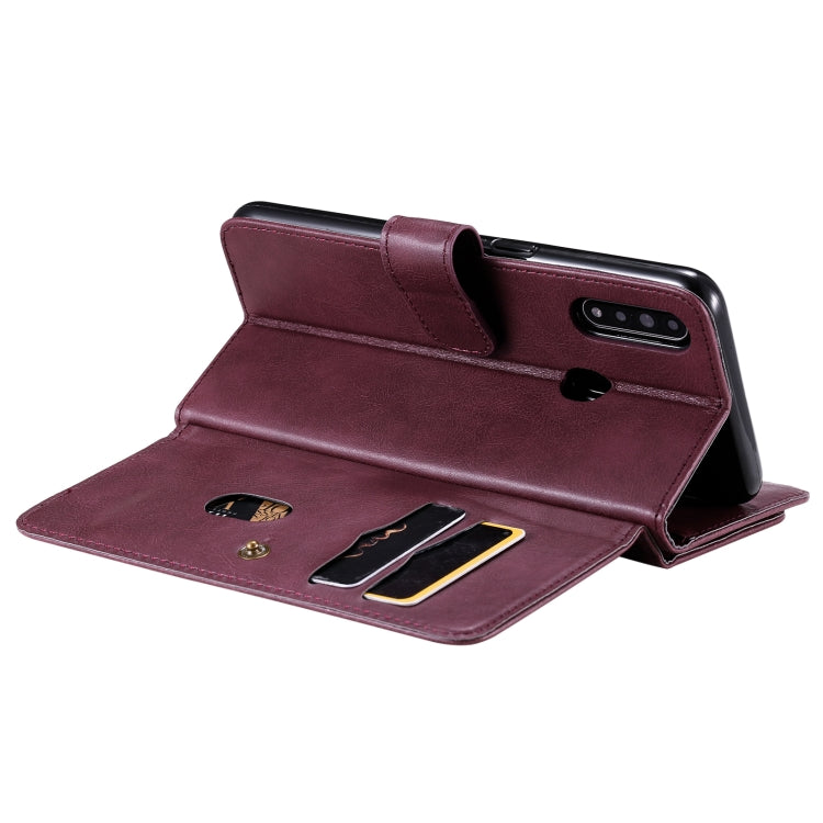 For OPPO A8 / A31 (2020) Multifunctional Magnetic Copper Buckle Horizontal Flip Solid Color Leather Case with 10 Card Slots & Wallet & Holder & Photo Frame