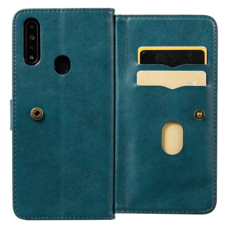For OPPO A8 / A31 (2020) Multifunctional Magnetic Copper Buckle Horizontal Flip Solid Color Leather Case with 10 Card Slots & Wallet & Holder & Photo Frame