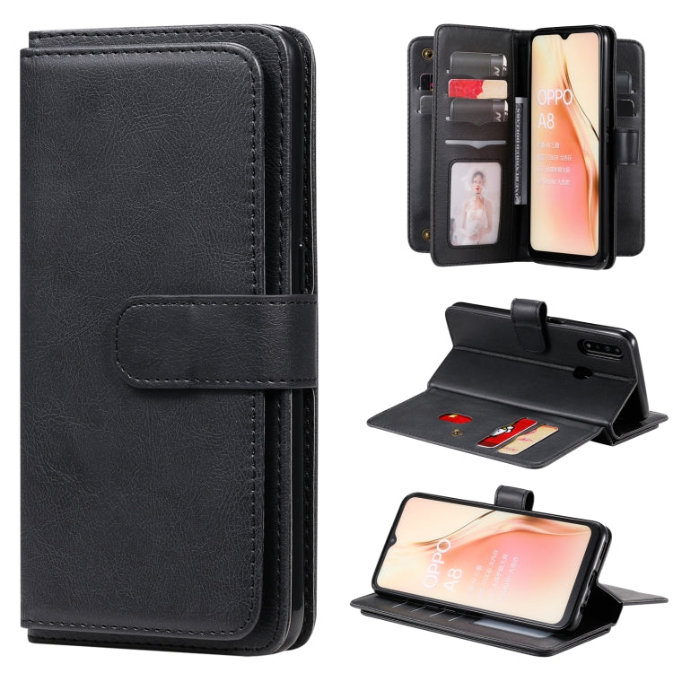 For OPPO A8 / A31 (2020) Multifunctional Magnetic Copper Buckle Horizontal Flip Solid Color Leather Case with 10 Card Slots & Wallet & Holder & Photo Frame