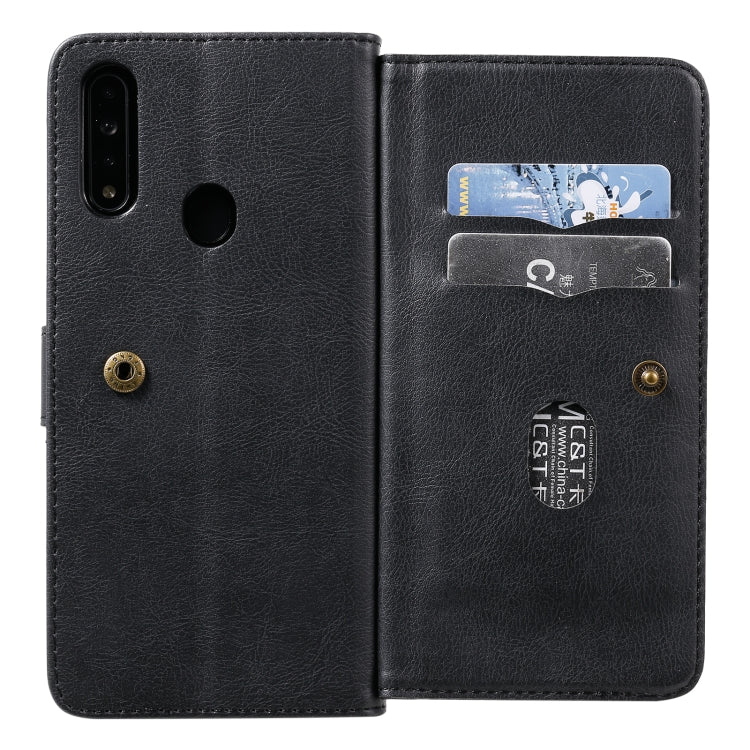For OPPO A8 / A31 (2020) Multifunctional Magnetic Copper Buckle Horizontal Flip Solid Color Leather Case with 10 Card Slots & Wallet & Holder & Photo Frame