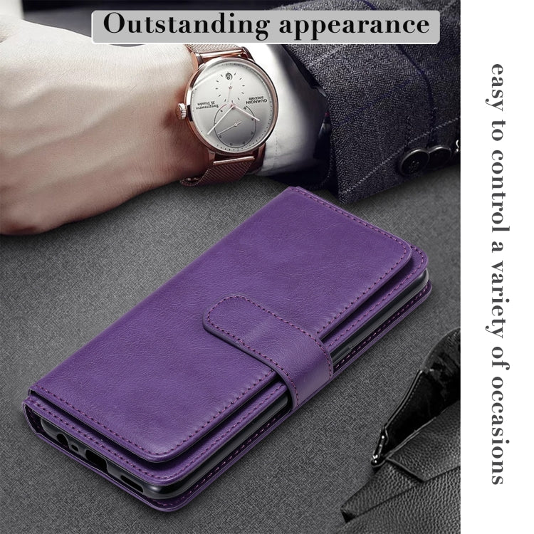 For OPPO A8 / A31 (2020) Multifunctional Magnetic Copper Buckle Horizontal Flip Solid Color Leather Case with 10 Card Slots & Wallet & Holder & Photo Frame