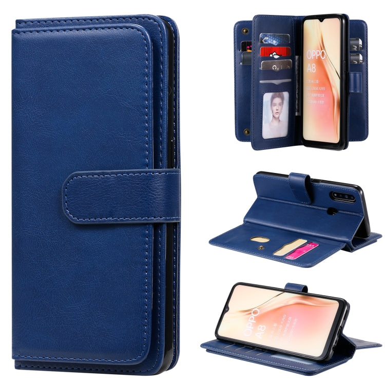 For OPPO A8 / A31 (2020) Multifunctional Magnetic Copper Buckle Horizontal Flip Solid Color Leather Case with 10 Card Slots & Wallet & Holder & Photo Frame