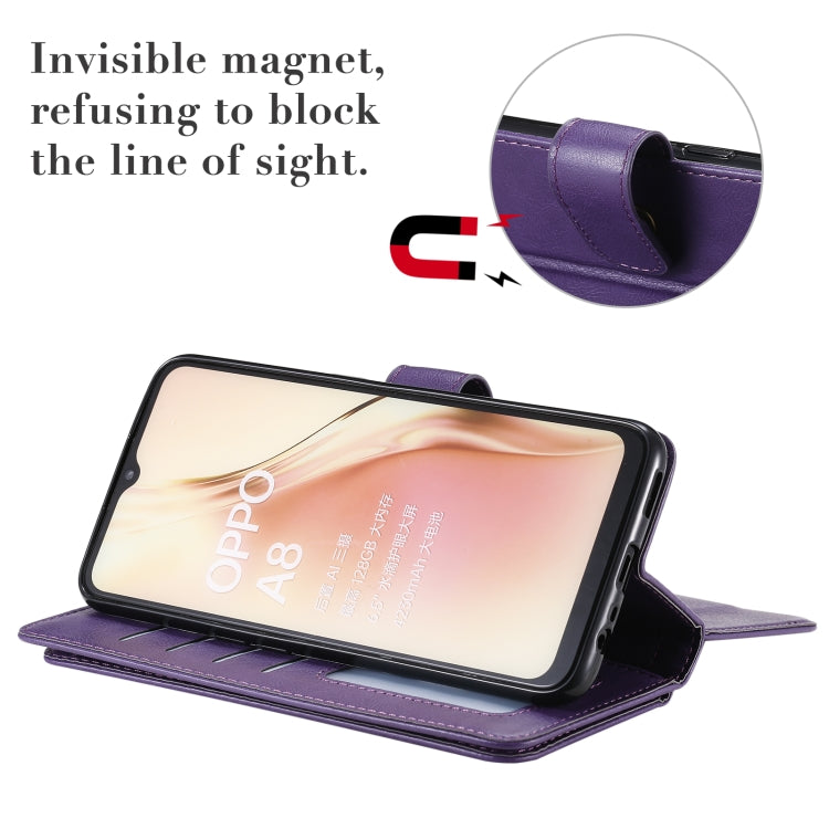 For OPPO A8 / A31 (2020) Multifunctional Magnetic Copper Buckle Horizontal Flip Solid Color Leather Case with 10 Card Slots & Wallet & Holder & Photo Frame