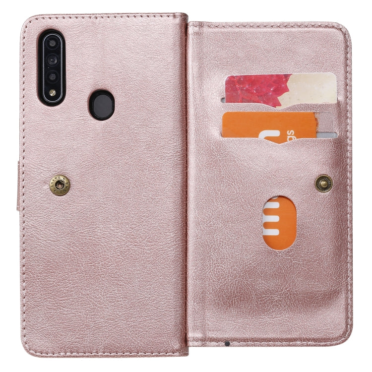 For OPPO A8 / A31 (2020) Multifunctional Magnetic Copper Buckle Horizontal Flip Solid Color Leather Case with 10 Card Slots & Wallet & Holder & Photo Frame