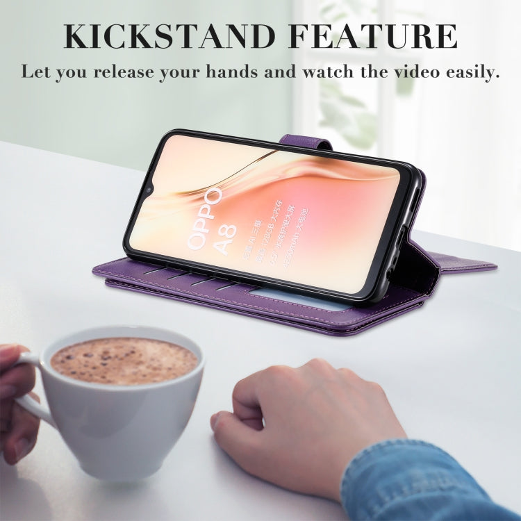 For OPPO A8 / A31 (2020) Multifunctional Magnetic Copper Buckle Horizontal Flip Solid Color Leather Case with 10 Card Slots & Wallet & Holder & Photo Frame