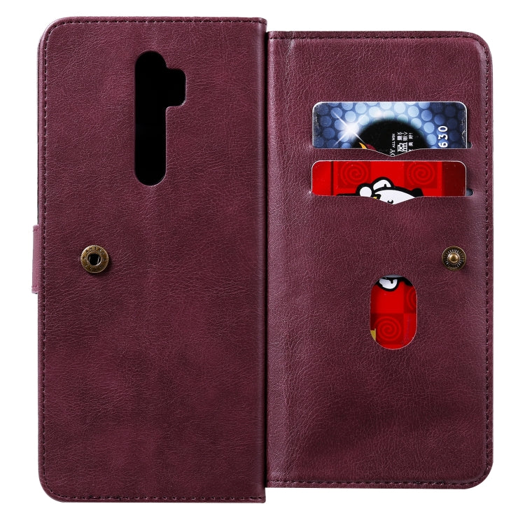 For OPPO A9 (2020) / A11x / A5 (2020) Multifunctional Magnetic Copper Buckle Horizontal Flip Solid Color Leather Case with 10 Card Slots & Wallet & Holder & Photo Frame