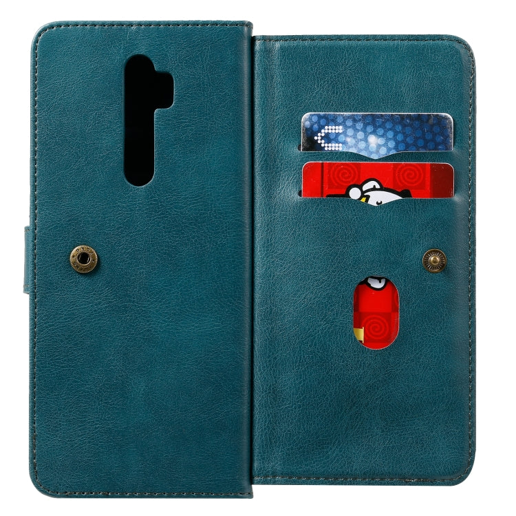 For OPPO A9 (2020) / A11x / A5 (2020) Multifunctional Magnetic Copper Buckle Horizontal Flip Solid Color Leather Case with 10 Card Slots & Wallet & Holder & Photo Frame