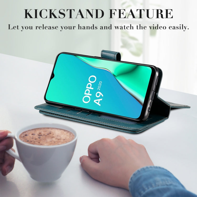 For OPPO A9 (2020) / A11x / A5 (2020) Multifunctional Magnetic Copper Buckle Horizontal Flip Solid Color Leather Case with 10 Card Slots & Wallet & Holder & Photo Frame