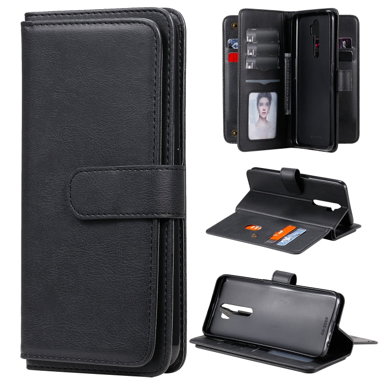 For OPPO A9 (2020) / A11x / A5 (2020) Multifunctional Magnetic Copper Buckle Horizontal Flip Solid Color Leather Case with 10 Card Slots & Wallet & Holder & Photo Frame