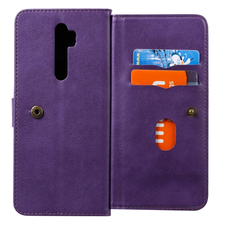 For OPPO A9 (2020) / A11x / A5 (2020) Multifunctional Magnetic Copper Buckle Horizontal Flip Solid Color Leather Case with 10 Card Slots & Wallet & Holder & Photo Frame