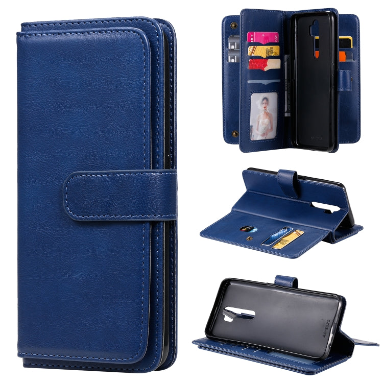 For OPPO A9 (2020) / A11x / A5 (2020) Multifunctional Magnetic Copper Buckle Horizontal Flip Solid Color Leather Case with 10 Card Slots & Wallet & Holder & Photo Frame