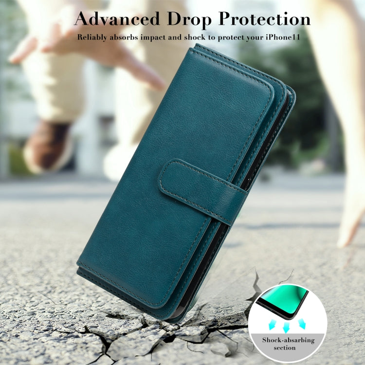 For OPPO A9 (2020) / A11x / A5 (2020) Multifunctional Magnetic Copper Buckle Horizontal Flip Solid Color Leather Case with 10 Card Slots & Wallet & Holder & Photo Frame