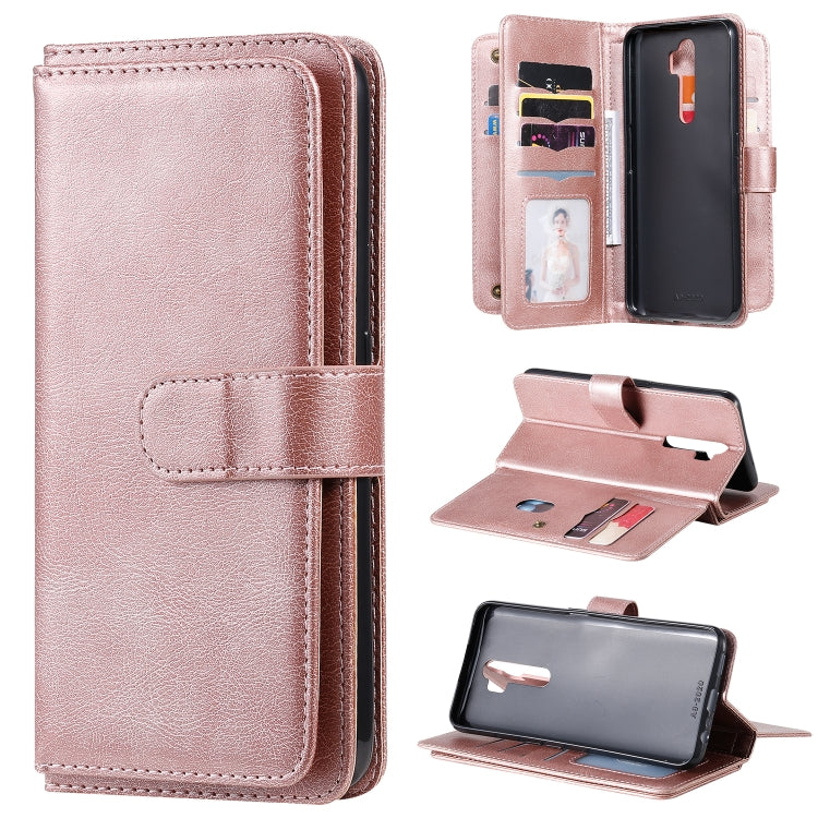 For OPPO A9 (2020) / A11x / A5 (2020) Multifunctional Magnetic Copper Buckle Horizontal Flip Solid Color Leather Case with 10 Card Slots & Wallet & Holder & Photo Frame