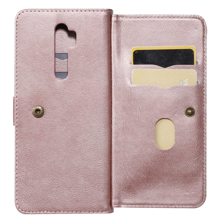 For OPPO A9 (2020) / A11x / A5 (2020) Multifunctional Magnetic Copper Buckle Horizontal Flip Solid Color Leather Case with 10 Card Slots & Wallet & Holder & Photo Frame