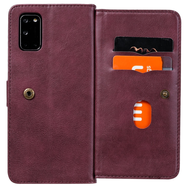 For OPPO A52 / A72 / A92 Multifunctional Magnetic Copper Buckle Horizontal Flip Solid Color Leather Case with 10 Card Slots & Wallet & Holder & Photo Frame