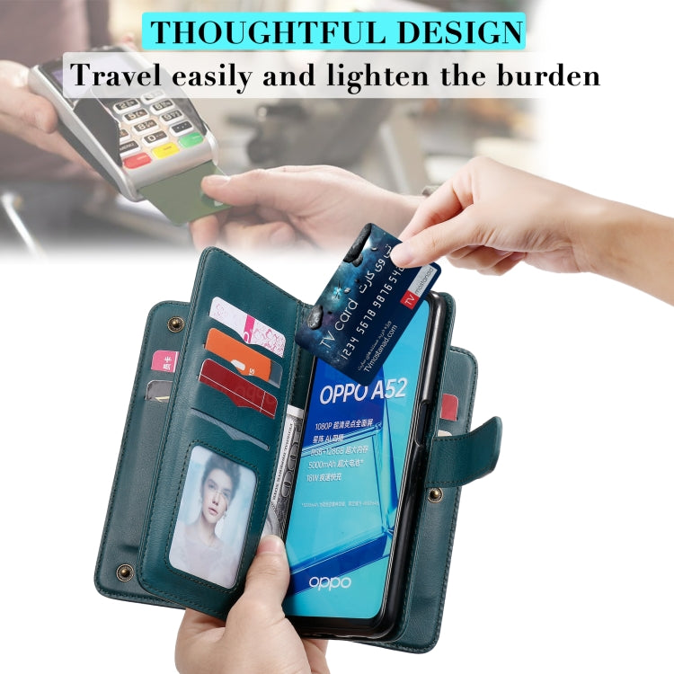 For OPPO A52 / A72 / A92 Multifunctional Magnetic Copper Buckle Horizontal Flip Solid Color Leather Case with 10 Card Slots & Wallet & Holder & Photo Frame