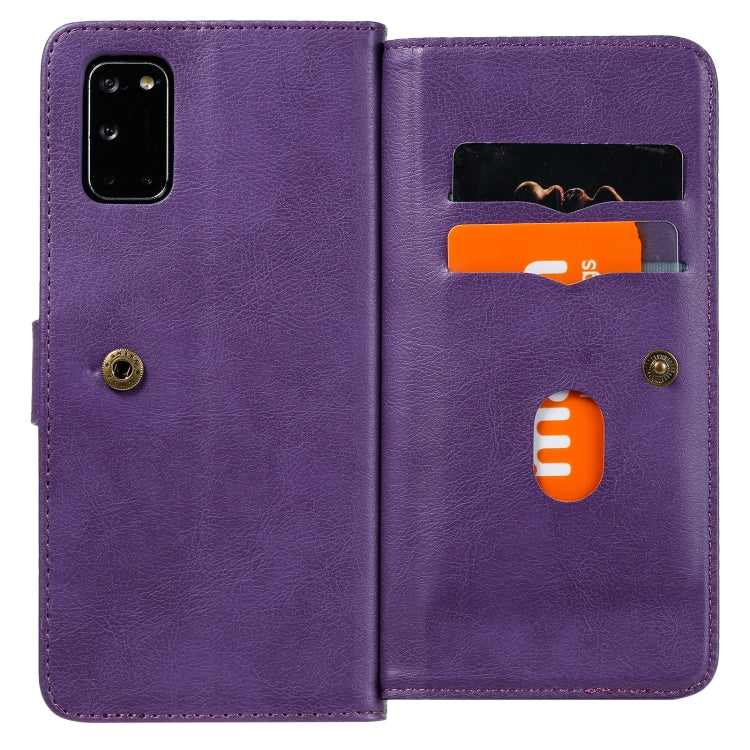 For OPPO A52 / A72 / A92 Multifunctional Magnetic Copper Buckle Horizontal Flip Solid Color Leather Case with 10 Card Slots & Wallet & Holder & Photo Frame
