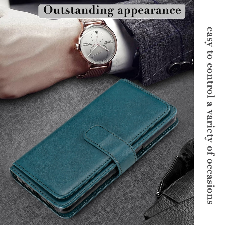 For OPPO A52 / A72 / A92 Multifunctional Magnetic Copper Buckle Horizontal Flip Solid Color Leather Case with 10 Card Slots & Wallet & Holder & Photo Frame