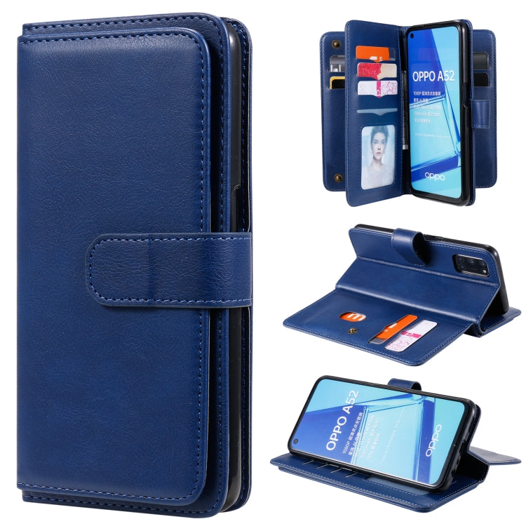 For OPPO A52 / A72 / A92 Multifunctional Magnetic Copper Buckle Horizontal Flip Solid Color Leather Case with 10 Card Slots & Wallet & Holder & Photo Frame