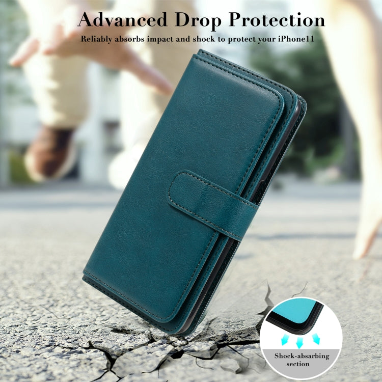 For OPPO A52 / A72 / A92 Multifunctional Magnetic Copper Buckle Horizontal Flip Solid Color Leather Case with 10 Card Slots & Wallet & Holder & Photo Frame