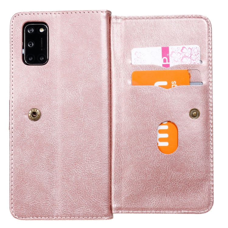 For OPPO A52 / A72 / A92 Multifunctional Magnetic Copper Buckle Horizontal Flip Solid Color Leather Case with 10 Card Slots & Wallet & Holder & Photo Frame
