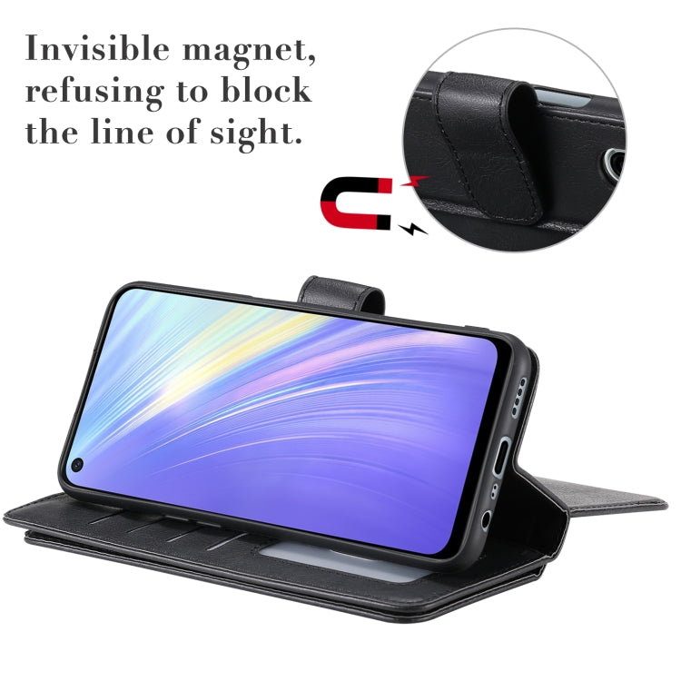 For OPPO Realme 6 Multifunctional Magnetic Copper Buckle Horizontal Flip Solid Color Leather Case with 10 Card Slots & Wallet & Holder & Photo Frame