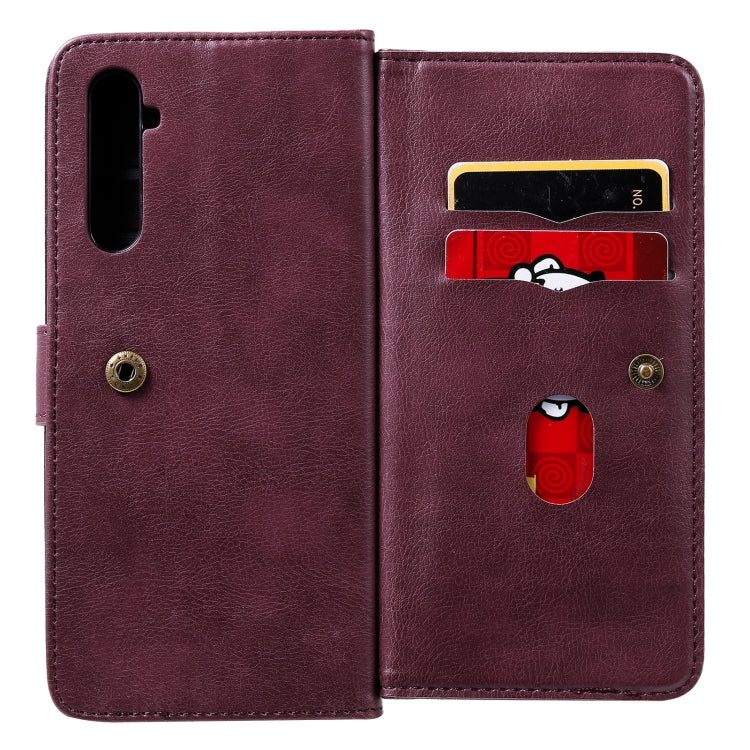 For OPPO Realme 6 Multifunctional Magnetic Copper Buckle Horizontal Flip Solid Color Leather Case with 10 Card Slots & Wallet & Holder & Photo Frame