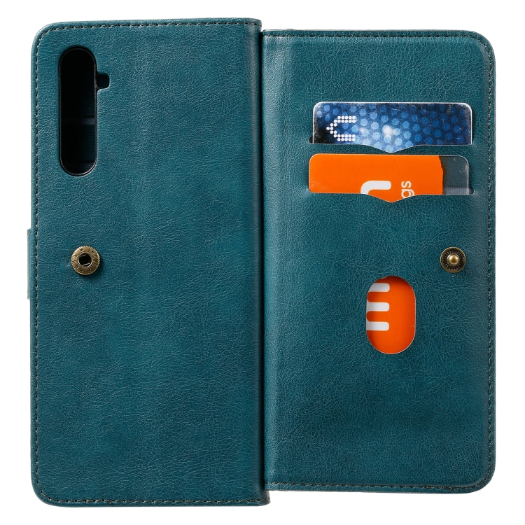 For OPPO Realme 6 Multifunctional Magnetic Copper Buckle Horizontal Flip Solid Color Leather Case with 10 Card Slots & Wallet & Holder & Photo Frame