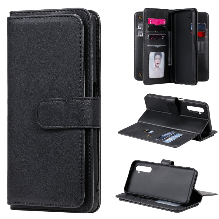 For OPPO Realme 6 Multifunctional Magnetic Copper Buckle Horizontal Flip Solid Color Leather Case with 10 Card Slots & Wallet & Holder & Photo Frame