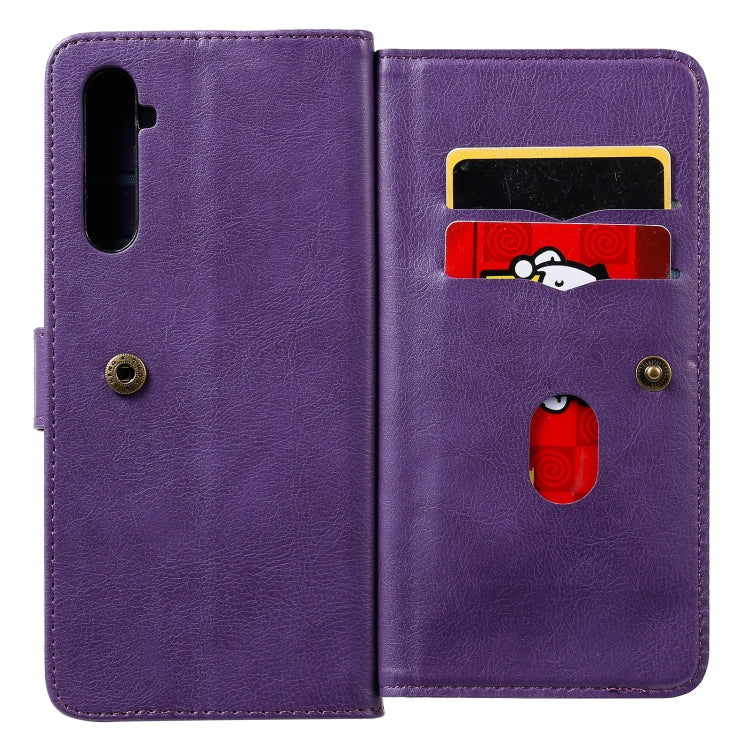 For OPPO Realme 6 Multifunctional Magnetic Copper Buckle Horizontal Flip Solid Color Leather Case with 10 Card Slots & Wallet & Holder & Photo Frame