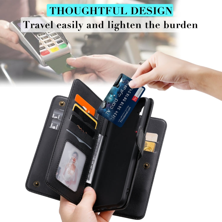 For OPPO Realme 6 Multifunctional Magnetic Copper Buckle Horizontal Flip Solid Color Leather Case with 10 Card Slots & Wallet & Holder & Photo Frame