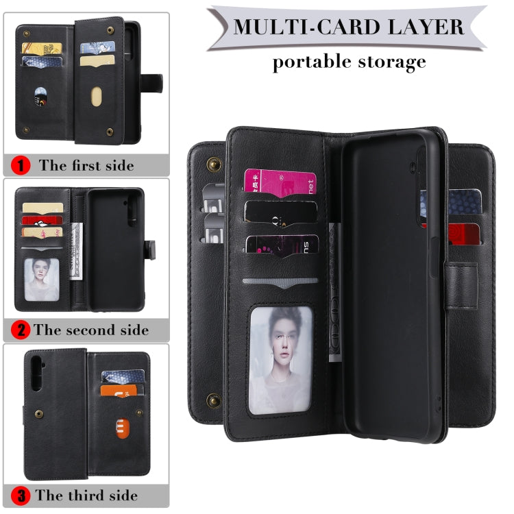 For OPPO Realme 6 Multifunctional Magnetic Copper Buckle Horizontal Flip Solid Color Leather Case with 10 Card Slots & Wallet & Holder & Photo Frame